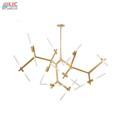 Bộ Đèn Thả Thanh Ngang Thân Vàng 10 Bóng Lic
