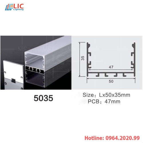 Thanh Nhôm Định Hình U5035-Dán Led