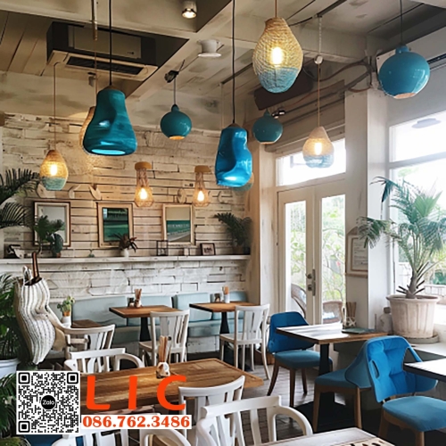 hvmo6 The cafe is decorated with blue pendant lights beach styl a21d8524 b8c8 4885 9a6c e253d0f86362s