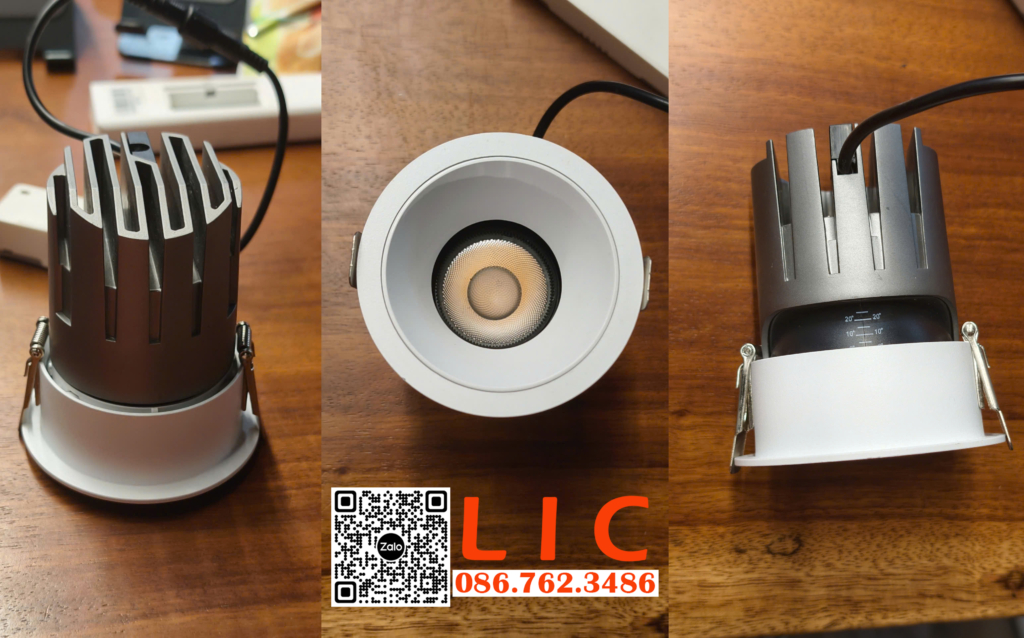 Đèn Âm Trần Lật Góc 20 Spotlight | Lỗ Khoét 55/75/90mm den am tran goc 20 denlic den am tran lic